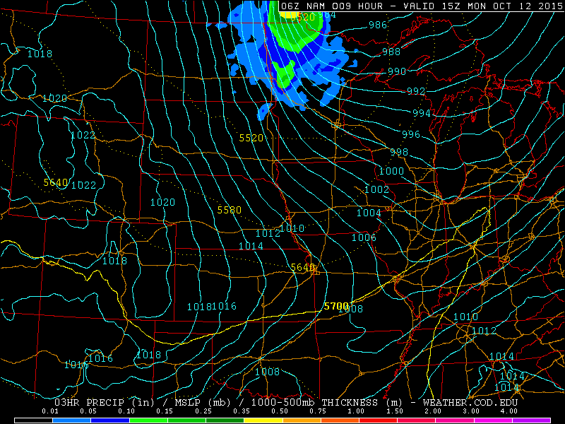 October 12 - 15Z fcst map