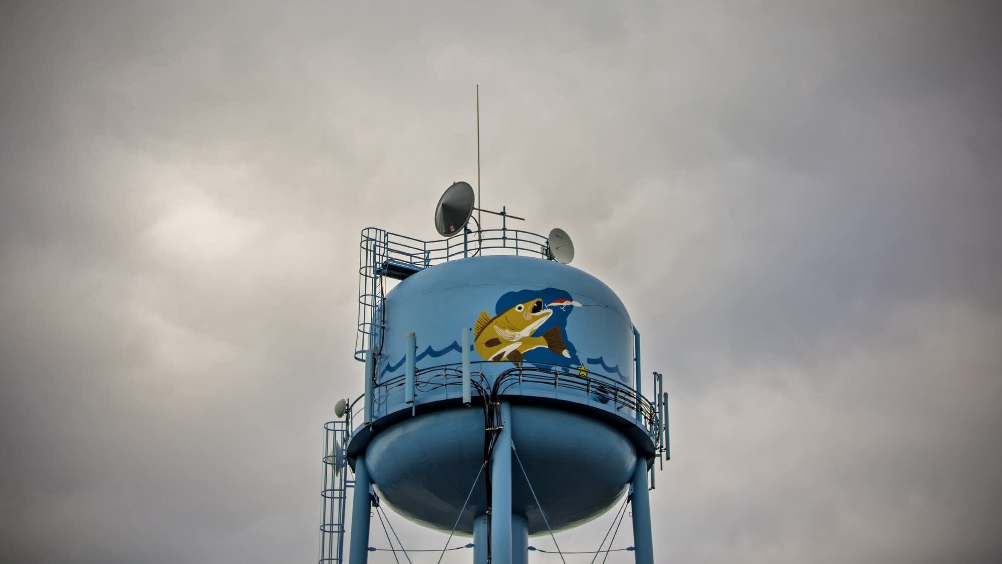 Walleye on the water tower in Isle.