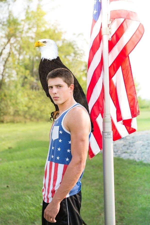 Yearbook photo flap settled with a bald eagle