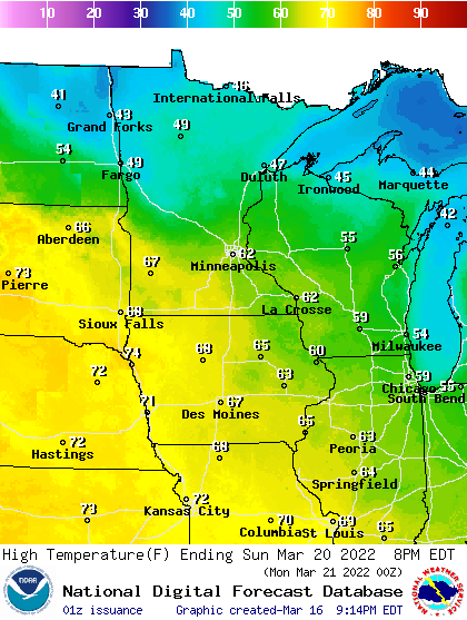 Another shot at 60 degrees this weekend for southern Minnesota