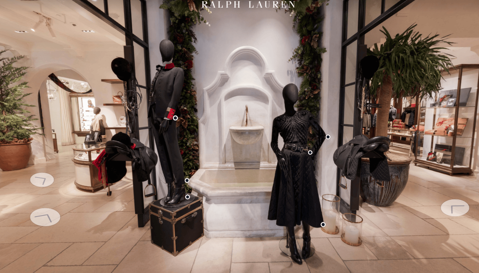 Brands like Ralph Lauren are opening up virtual storefronts that let shoppers explore a flagship store and buy items they see. 