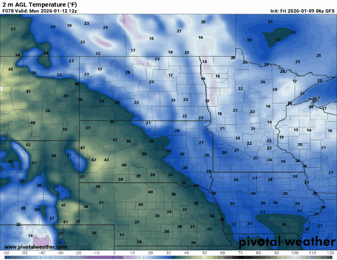 Temperatures Monday and Tuesday