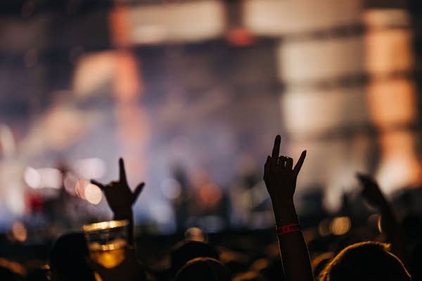 Music fans react to Foo Fighters performing at the Fargodome in Fargo, N.D., on Saturday, Sept. 12, 2026.
