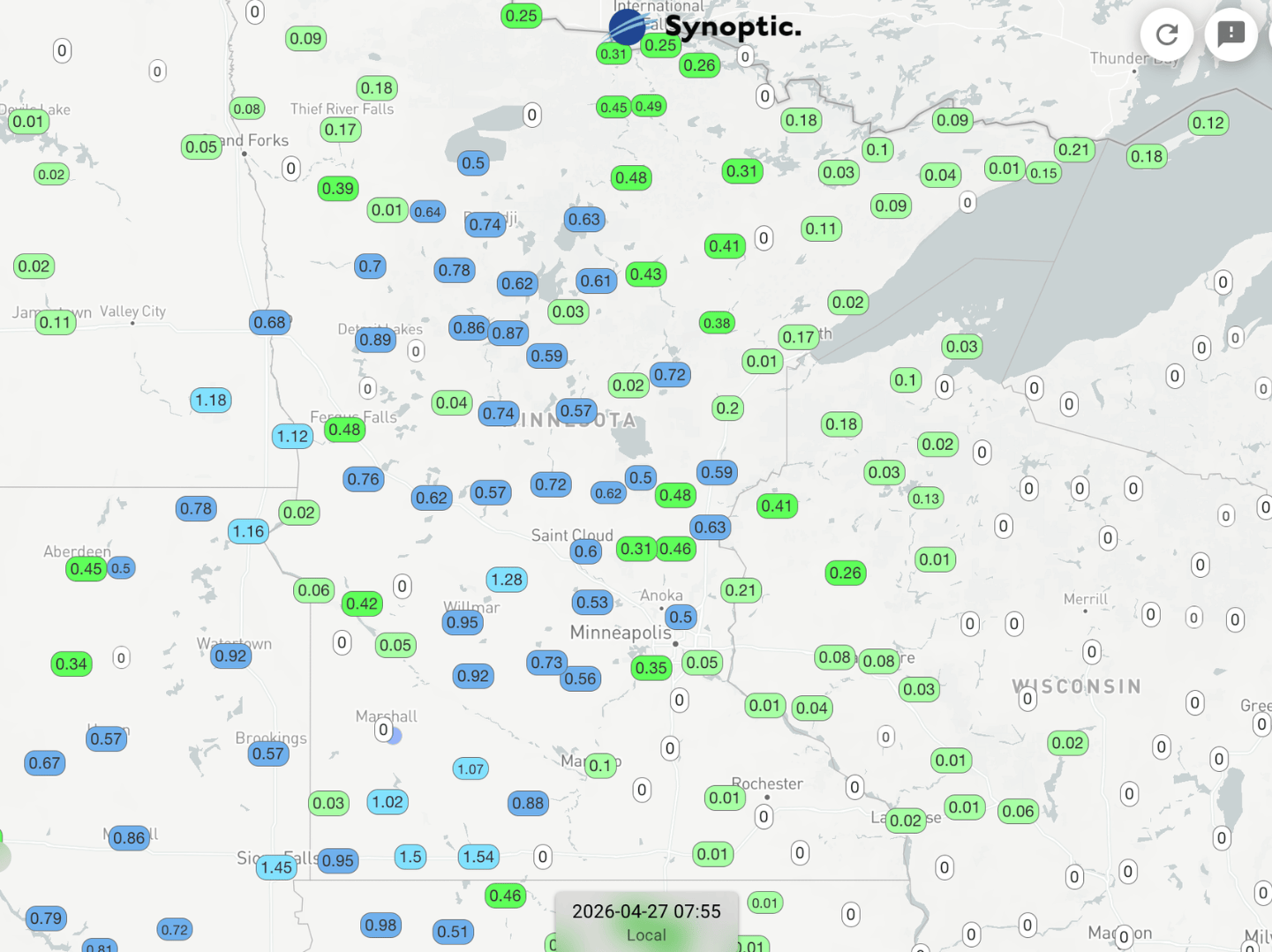 24 hr rainfall