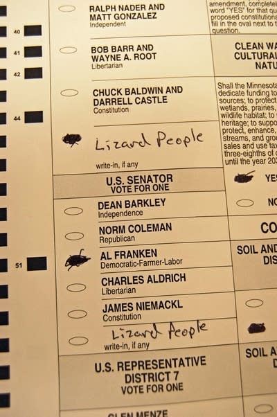 A challeneged ballot with a write-in