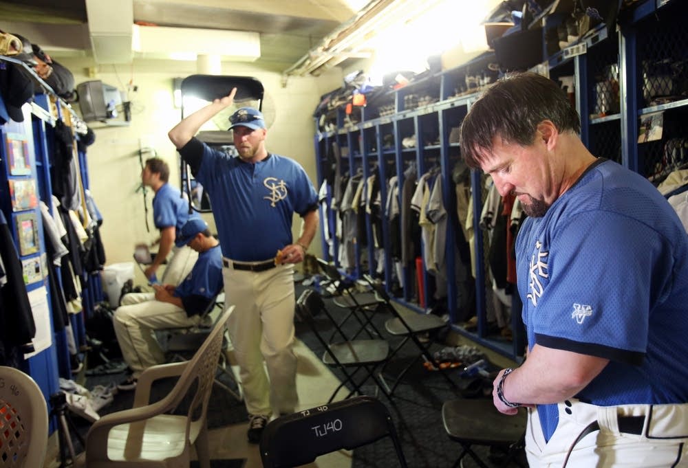 Cramped locker room