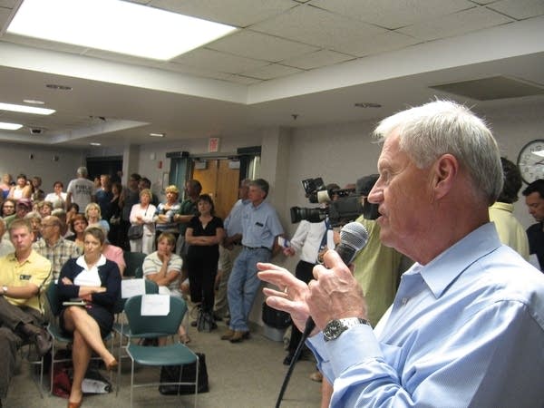 Big crowd for Peterson's town hall forum on health care