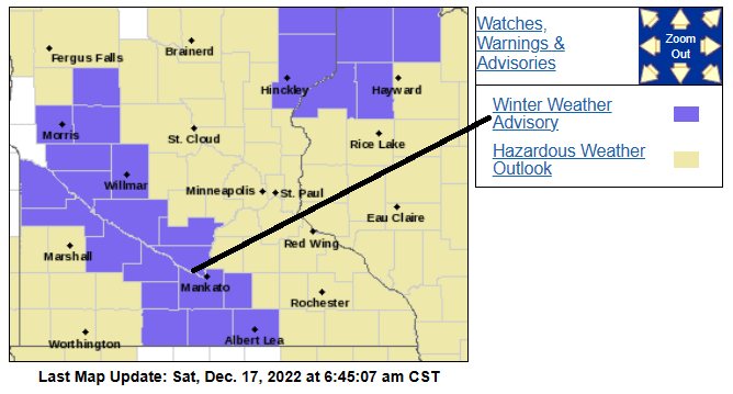 Light snow at times through Saturday afternoon; cooler temps