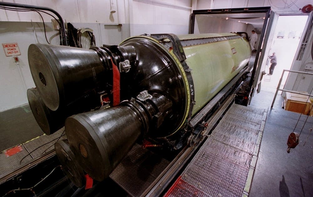 A Minuteman III missile engine