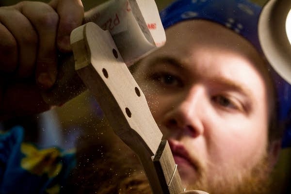 Nash Smith used sandpaper to shape his ukelele.