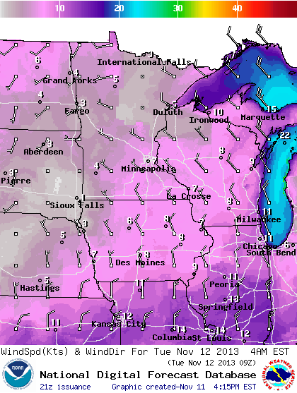 Wind forecast for 4am