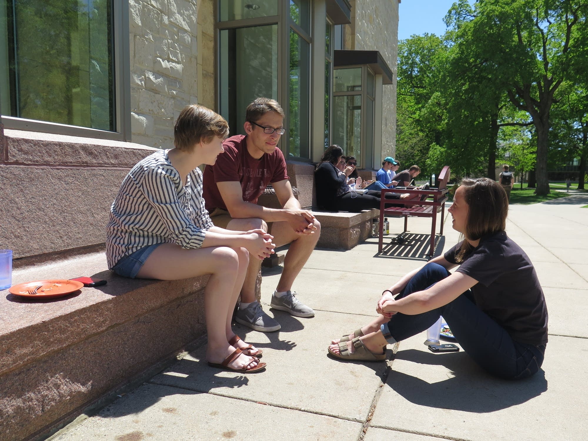 St. Olaf College seniors Iris Brenner, Halle Hund and Will Arens