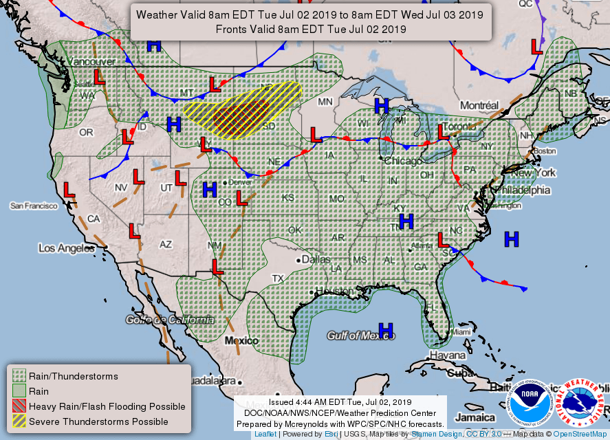 July 2 - Tue fcst map