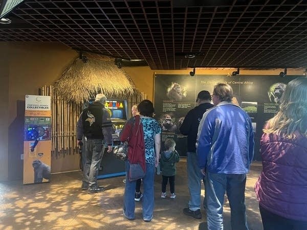 People wait in line for toy