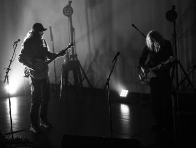 Alan Sparhawk and Trampled by Turtles performing at the Fitzgerald Theater.