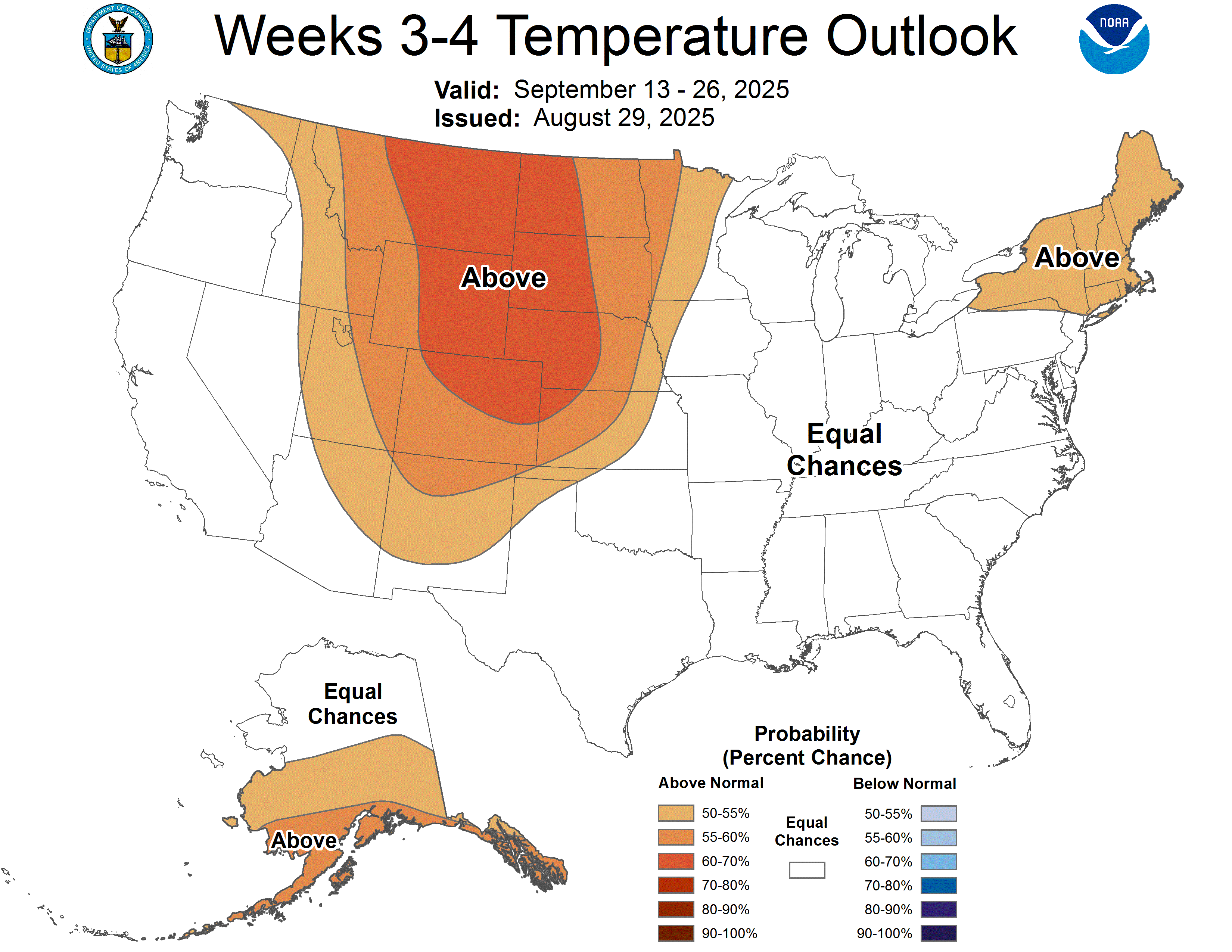 NOAA week 3 and 4 temperature outlook