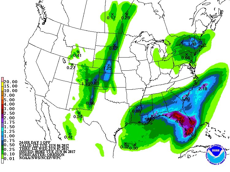 June 6 - 24 hour precip fcst