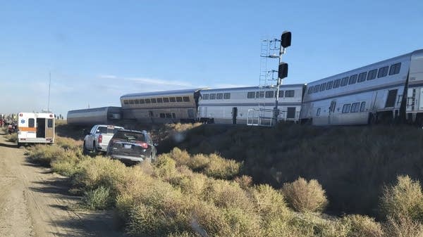 Crews respond to the scene of a train derailment