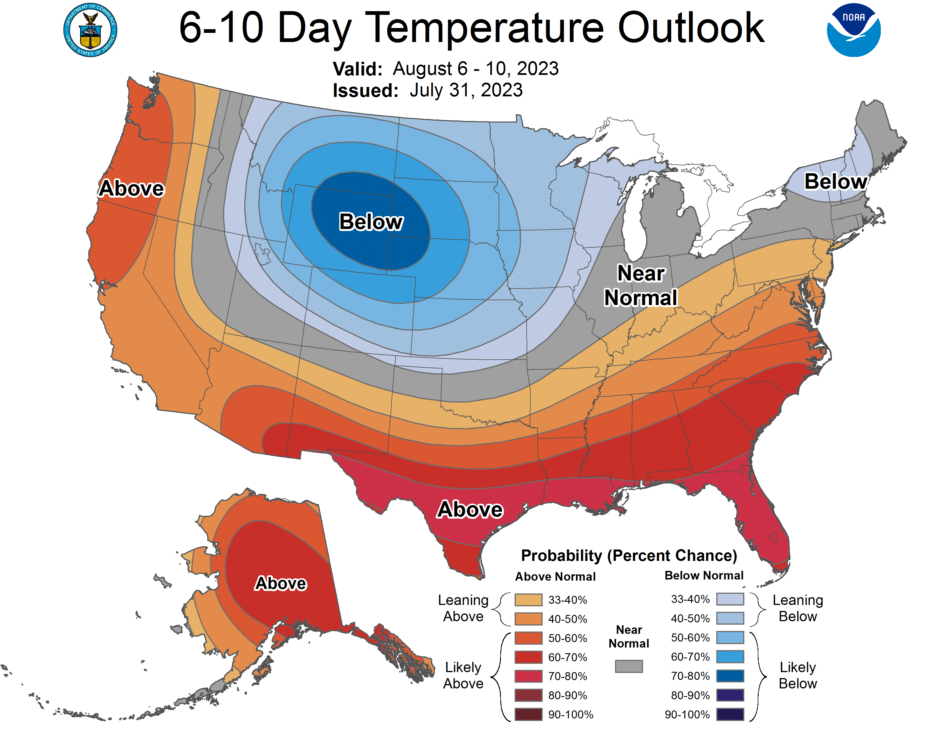 NOAA 6 to 10-day temperature outlook
