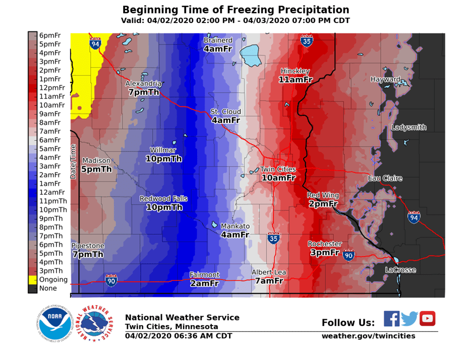 Wintry storm in progress in Red River Valley; main event overnight and
