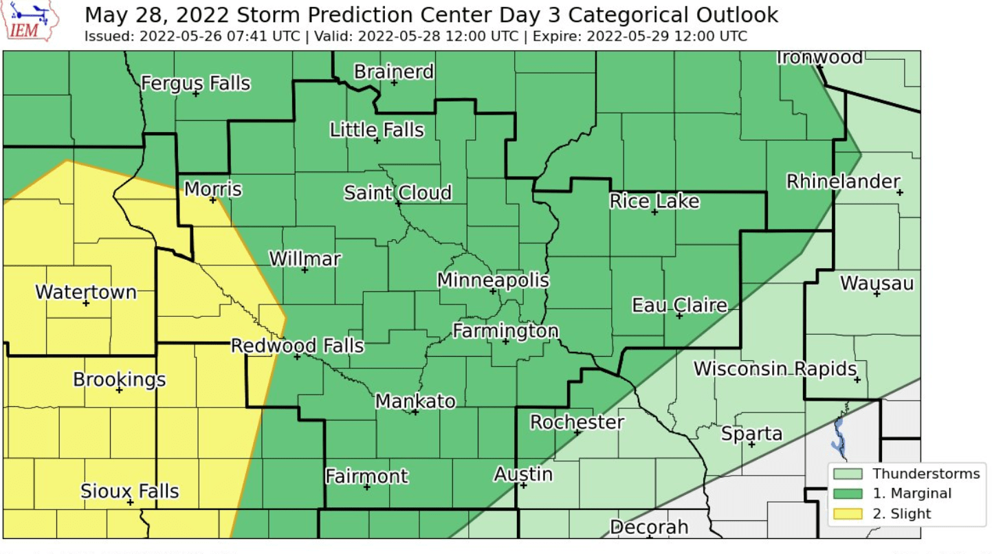 Severe weather risk areas