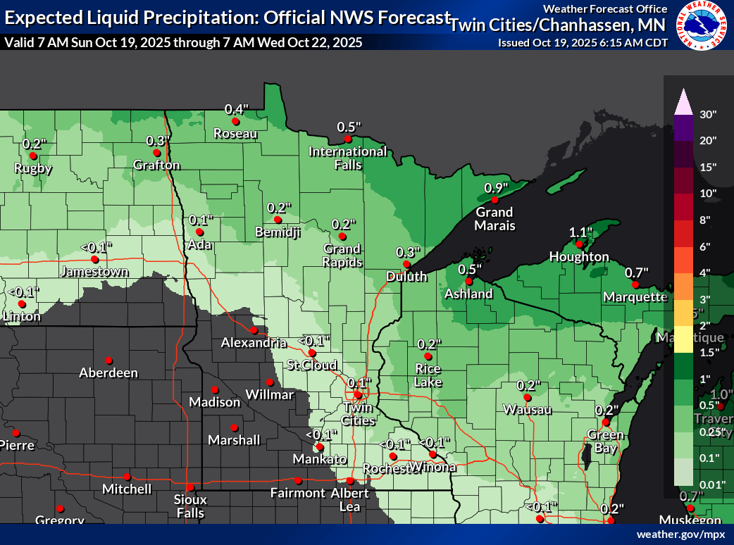 Expected rain amounts