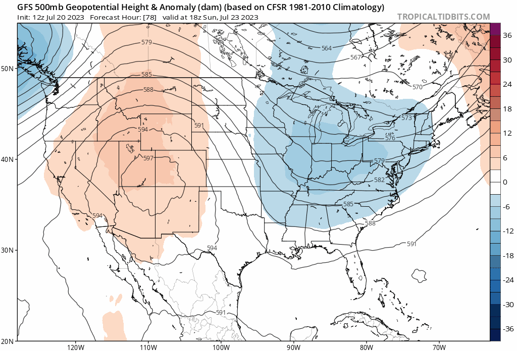 Upper air forecast map for
