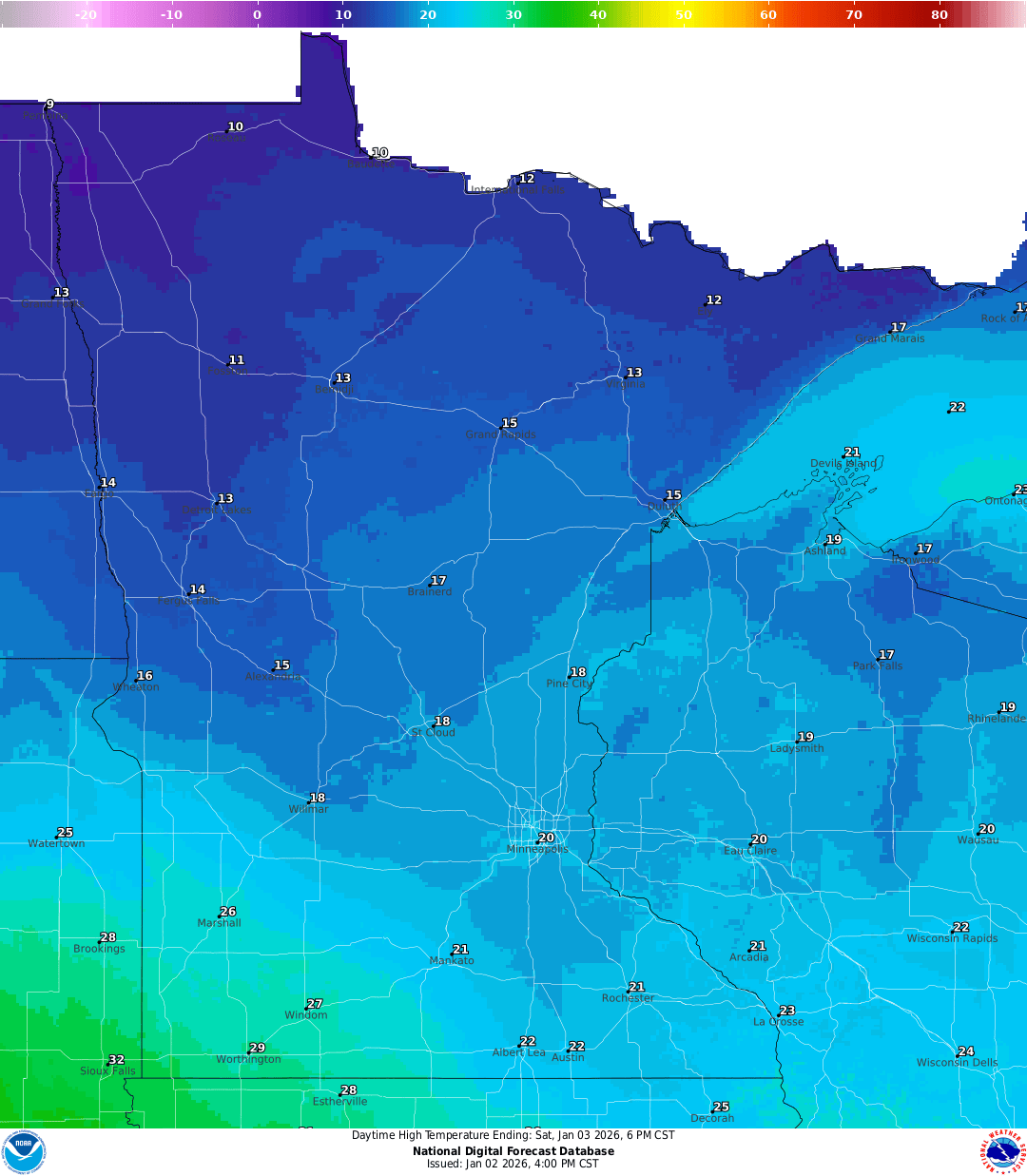 Highs for Saturday