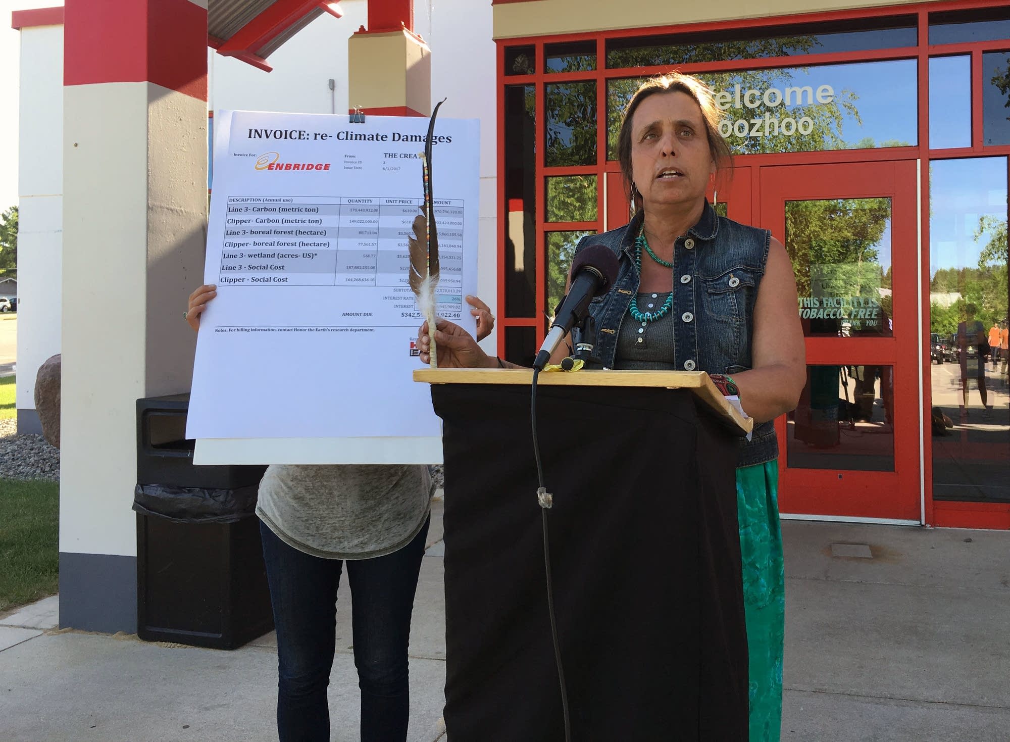 Winona LaDuke speaks at a news conference.
