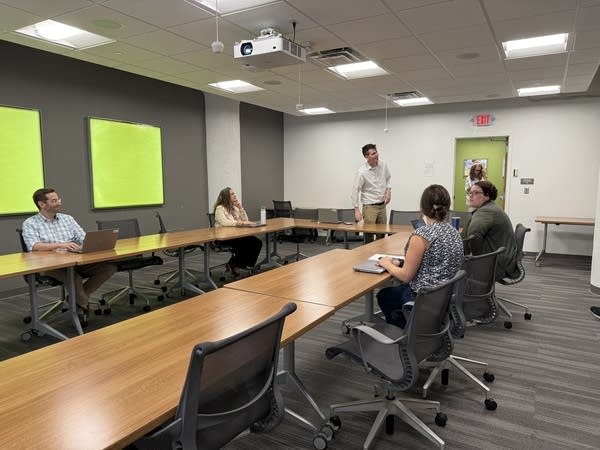 A person talks in a room-3