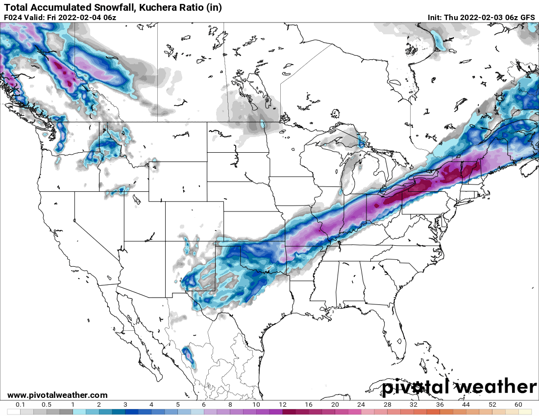 Snowfall south