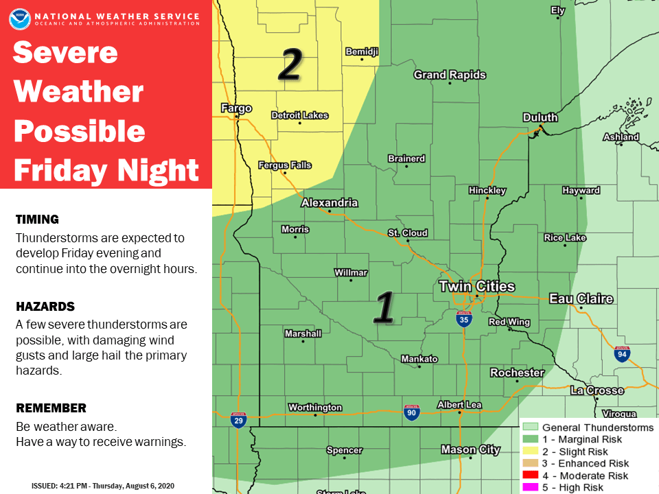 Severe weather risk areas