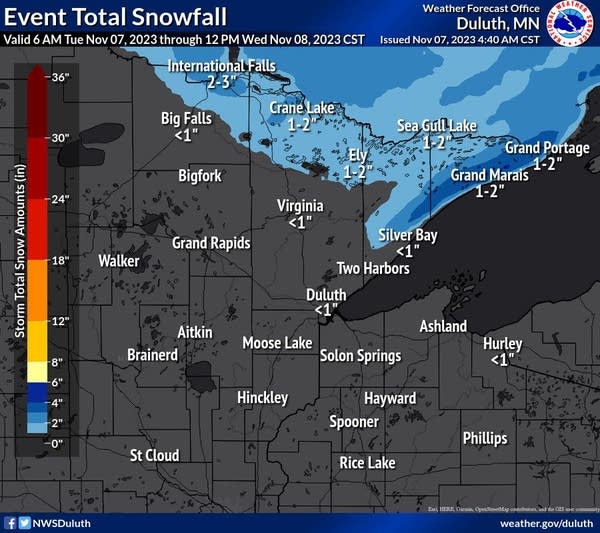 Scattered showers with a wintry mix and snow north Tuesday into Wednesday