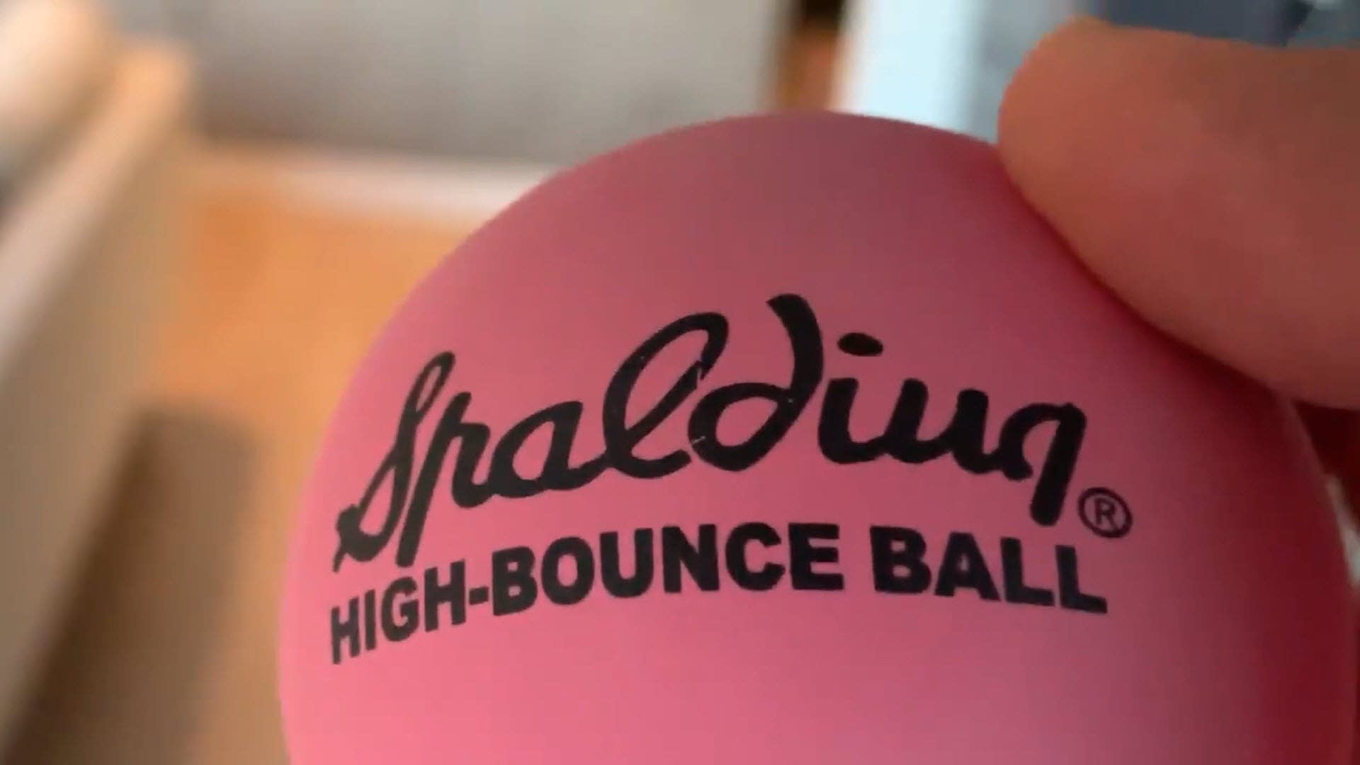 spalding pink rubber ball