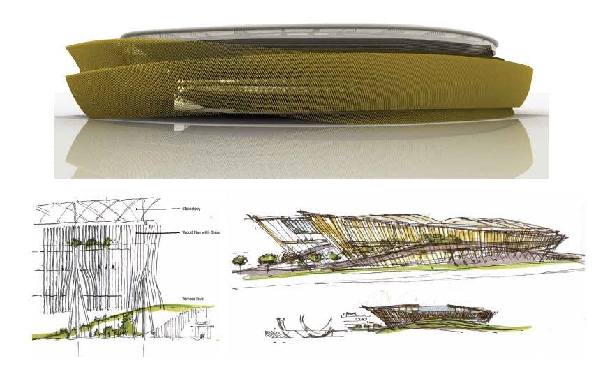 The proposed stadium design from HNTB
