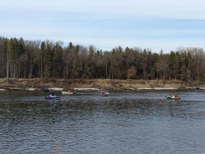 Boats near Pike Island in St. Paul, Minn. on Feb. 19, 2017.