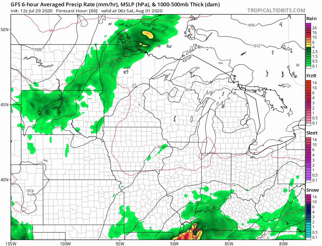 NOAA GFS model 1 am Saturday to 1 am Sunday