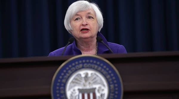 Federal Reserve Bank Chair Janet Yellen holds a news conference where she announced that the Fed will raise its benchmark interest rate for the first time since 2008 at the bank's Wilson Conference Center December 16, 2015 in Washington, DC.