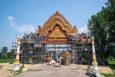 A view of the Great Gate under construction.