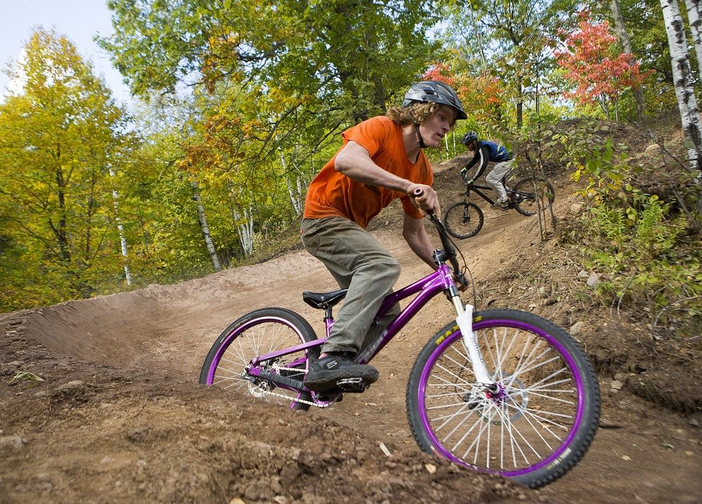 Testing the new mountain biking trail