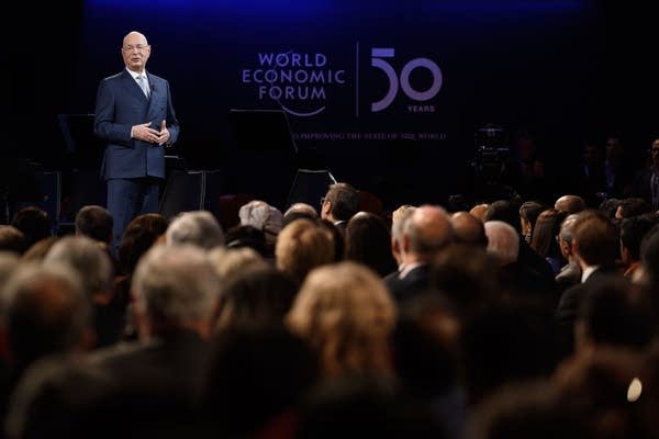 World Economic Forum (WEF) founder and executive chairman Klaus Schwab attends a ceremony to mark the 50th anniversary of World Economic Forum during the WEF's annual meeting in Davos, on Jan. 20, 2020.