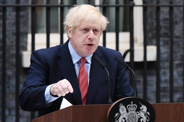 Boris Johnson speaks outside Downing Street as he returns from COVID-19 treatment.
