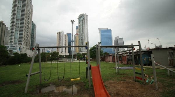 The view of downtown Panama City from Boca la Caja, a former fishing village.