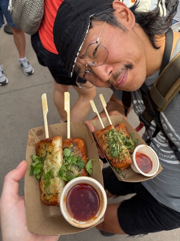 Ben Bovland posing with food