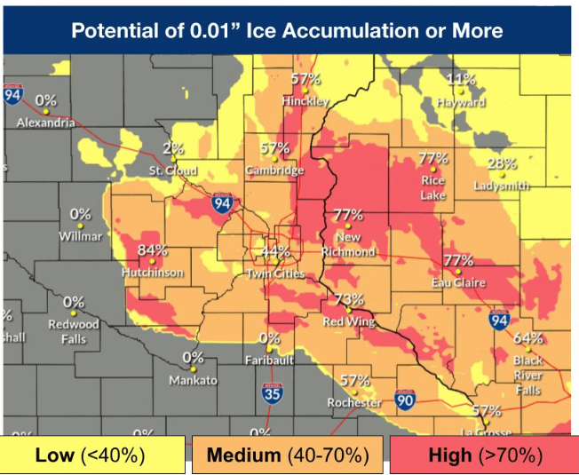 Potential ice accumulation