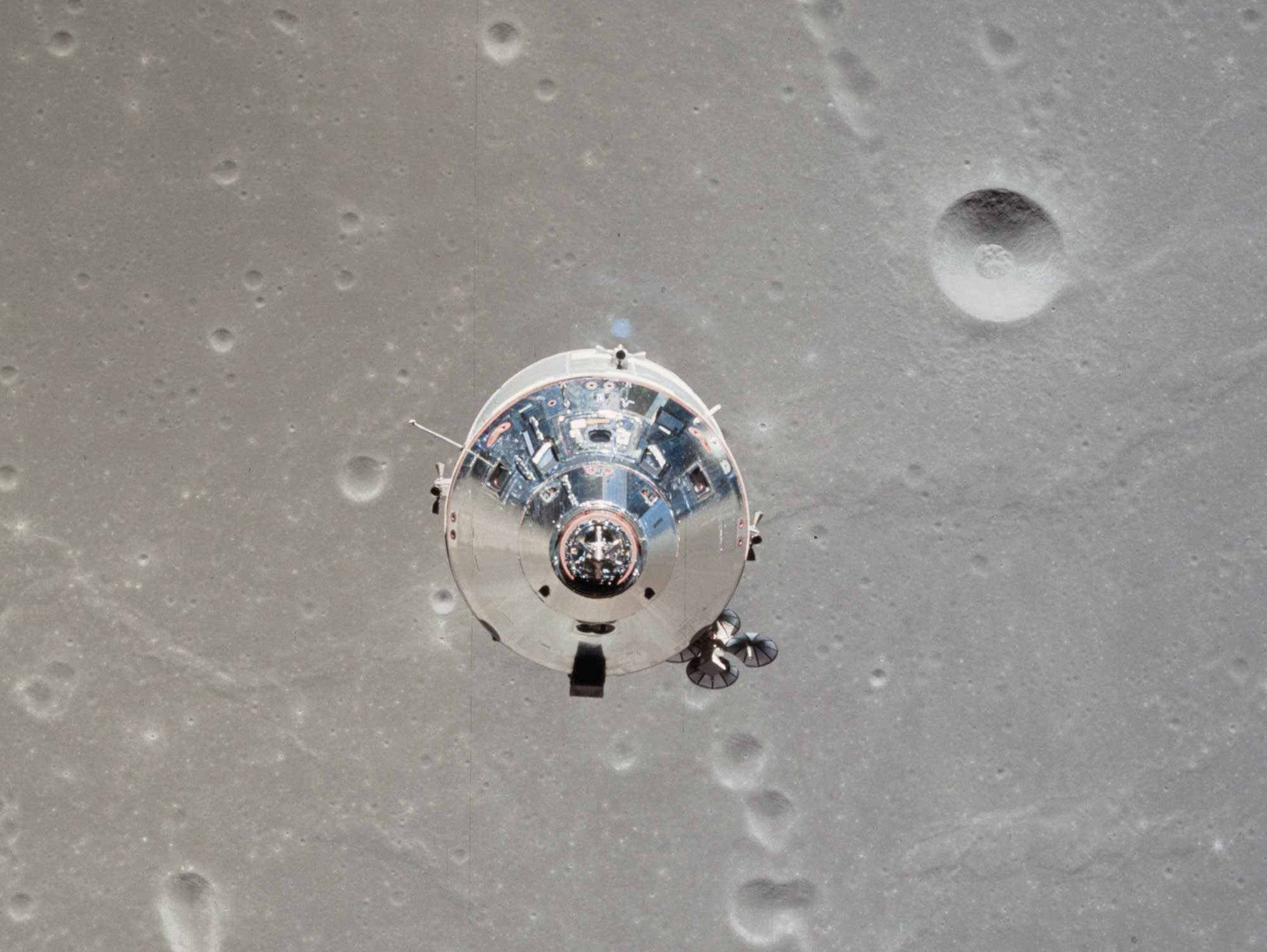 The Apollo 11 lunar lander viewed from the command service module