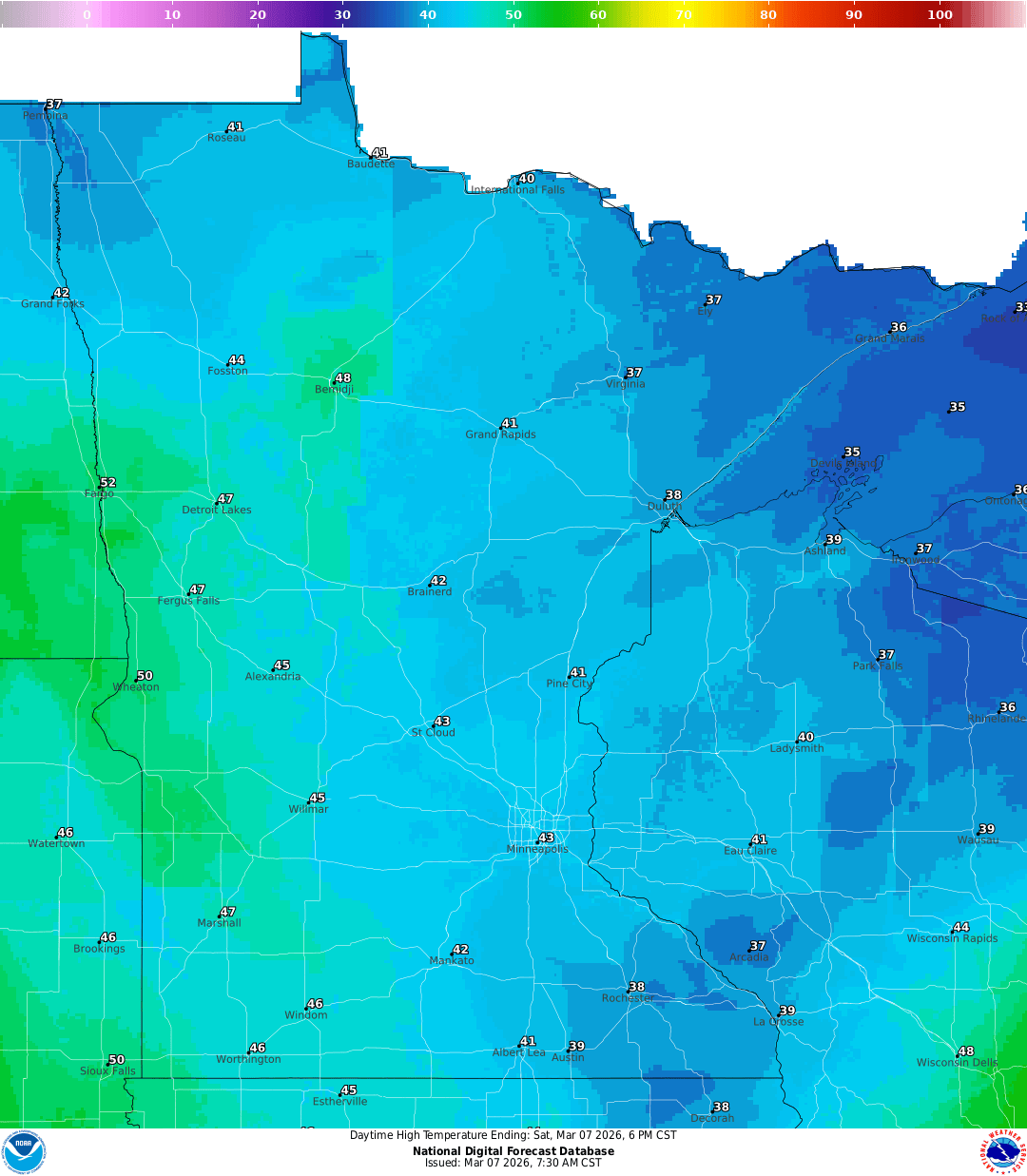 Highs for Saturday