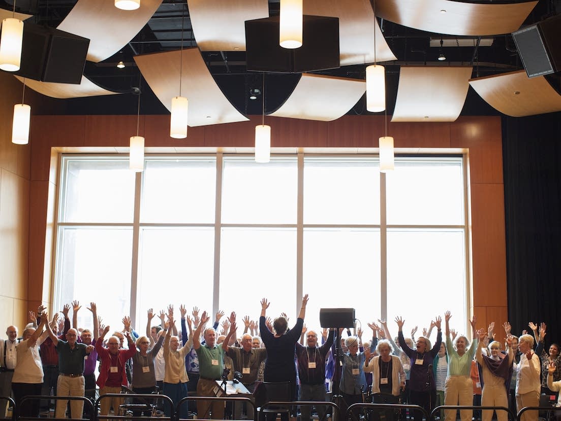 The Minneapolis Giving Voice Chorus in rehearsal at MacPhail.
