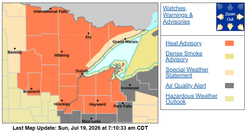 Heat advisory for the Northland