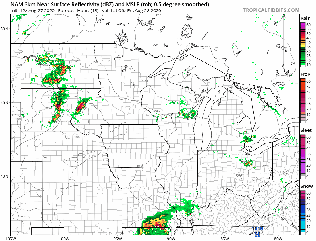 NOAA NAM 3 km model 1 am to 7 am Saturday